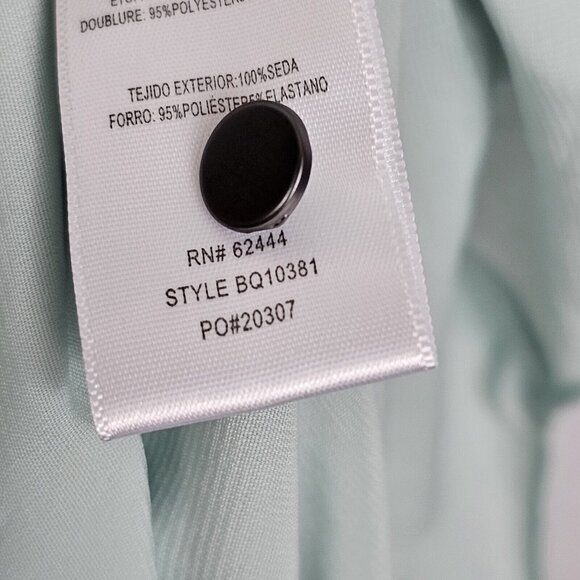 100% Silk Dress Sz 2 Asymm Chiffo Floral Ruffle Nicole Miller Flutter Sleeve $39 - Picture 15 of 16